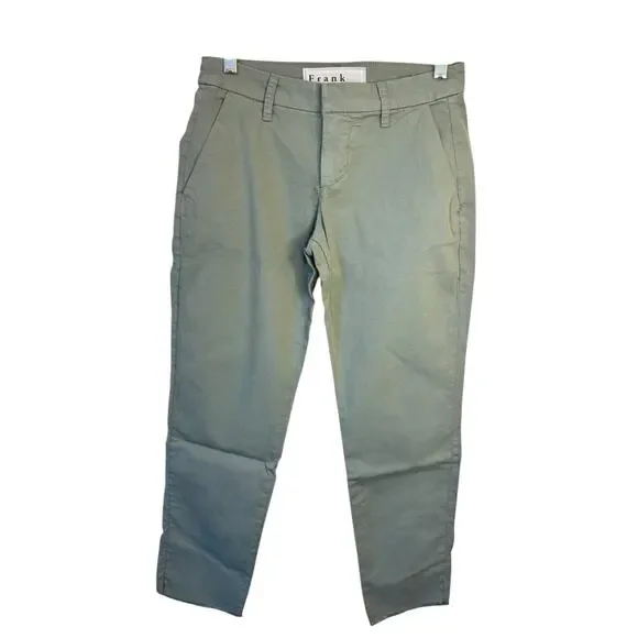 FRANK & EILEEN NWOT Wicklow The Italian Crop Chinos Rosemary Sage Green Size 00 - Picture 2 of 7